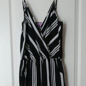 Ci Sono Women's Jumpsuit Black White Striped Sleeveless Size M Wide Leg